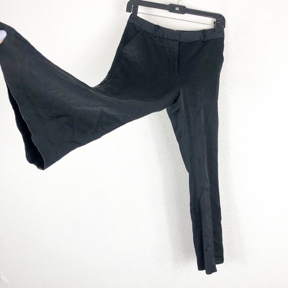 Frame Sateen Crop Flare Trouser Size 4 Noir Black Wool Blend High Rise Preppy - Picture 11 of 14